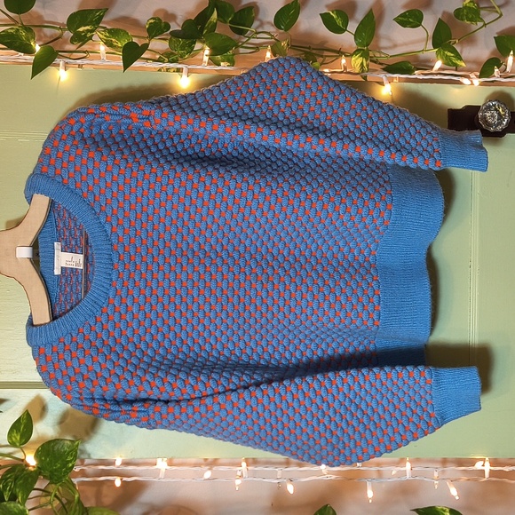 H&M Sweaters - Women's H&M Bulky Heavy Football Crew Sweater Orange Blue M